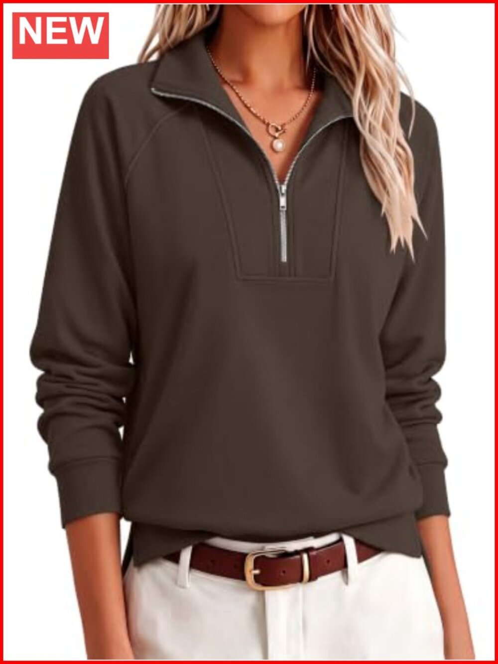 ANRABESS Women's Half Zip Fleece Pullover Sweatshirt Loose Fit